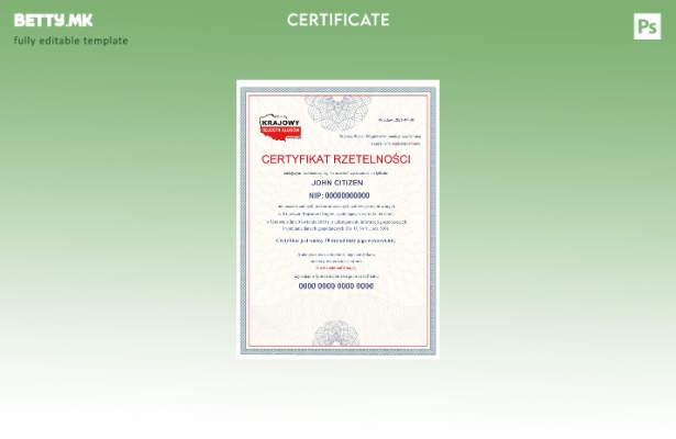 Шаблон за деловни сертификати во модерен стил на Полска